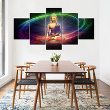 HD Современная Картина на холсте с принтом абстрактная 5 панелей портрет Будда настенное искусство модульный Плакат рамка домашний декор картины для гостиной 2024 - купить недорого