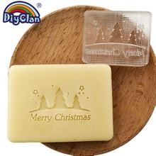 Merry Christmas Handmade Resin Soap Making Stamp Xmas Tree Clear Natural Organic Stamps Glass Soap Chapter Custom Z0204 2024 - buy cheap