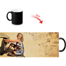 Customized Ceramic Coffee Mugs Pin Up Girl Milk Tea Magic Color  Mug Heat Sensitive Color Changing Water Cup 12oz 2024 - buy cheap