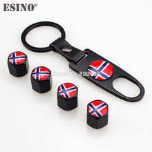 4 x Car Stainless Steel Zinc Alloy Wheel Tire Valve Stems Caps Norway National Flag l Universal Fit With Mini Wrench Key Chain 2024 - buy cheap