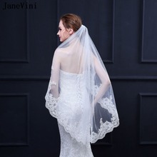 JaneVini-Velo elegante de marfil de una capa para apliques, Velo Con longitud hasta el codo Con peine, accesorios para novias 2024 - compra barato