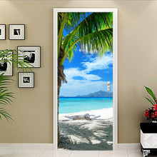 3D Wallpaper Blue Sky Beach Landscape Murals Living Room Hotel Bathroom Door Sticker PVC Self Adhesive Waterproof Wall Paper 3 D 2024 - buy cheap