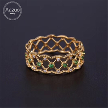 Aazuo Real 18K Yellow Gold Jewelry Natural Emerald Real Diamonds IJ SIOriginality Rings gifted for Women  Wendding Party Au750 2024 - buy cheap
