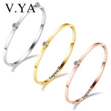 V. ya moda simples pulseiras de moda para mulher nome simples aço inoxidável rosa ouro/prata cor pulseiras & pulseiras 2024 - compre barato