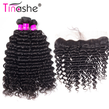 Tinashe Hair Deep Wave Bundles With Frontal Brazilian Hair Weave Bundles With Closure Remy Human Hair 3 Bundles With Frontal 2024 - buy cheap