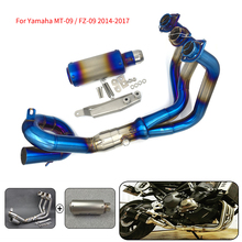 Mtclub motocicleta modificado silenciador de escape contato tubo médio deslizamento-no sistema completo para yamaha MT-09 FZ-09 mt09 mt 09 fz 09 14-17 2024 - compre barato