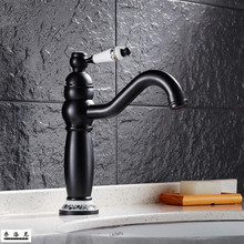 Black bronze faucet Antique washbasin faucet full copper height Hot and cold Retro basin ceramic faucet 2024 - buy cheap