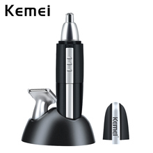 Kemei 2 in 1 Travel Men's Hair Shaver Nose Cleaner Clipper Hair Remover Electric Nose Ear Hair Trimmer Face Razor Battery Type 2024 - buy cheap