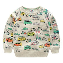 2019 Autumn Spring Fashion 2-10 Years Children'S Clothing Casual Long Sleeve Cartoon Car Print For Handsome Baby Boys Sweatshirt 2024 - buy cheap