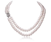 Женское Ожерелье из натурального пресноводного жемчуга, с серебряной застежкой 2024 - купить недорого