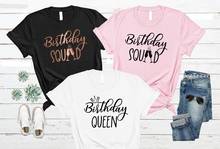 Футболка OKOUFEN в стиле королевы на день рождения, женская футболка с принтом в виде букв розового золота, новые модные летние праздничные Топы с коротким рукавом, милые 2024 - купить недорого