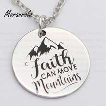 Arried-Llavero de collar de cobre "Faith Can Move Mountains", abalorio de joyería plateada, joyería inspiradora, regalo estimulante 2024 - compra barato