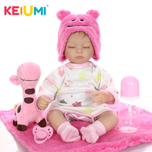 KEIUMI-Muñeca realista de bebé recién nacido, juguete de 17 pulgadas, cuerpo de tela, ojos cerrados, regalo de cumpleaños 2024 - compra barato