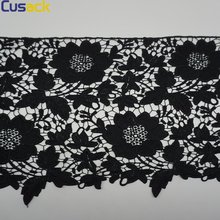 1 yard 26 28cm Black Embroidered Flower Lace Ribbon Trims for Dress Garments Trimmings Applique Sewing Accessories Lace Fabric 2024 - buy cheap