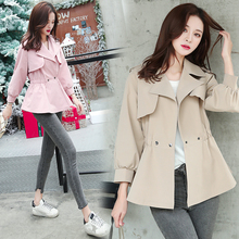 B 2019 New Fashion Double Breasted Short Trench Coat Women Khaki Slim Outwear Mujer Windbreaker Female Overcoat 2024 - buy cheap