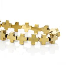 DoreenBeads-Cuentas de hematita en cruz de oro, de 6mm x 6mm, agujero: aproximadamente 0,7mm, 40,5 cm,1 hebra (aproximadamente 64 Uds.) 2024 - compra barato