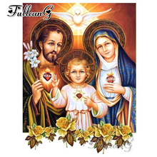 Fullcang-pintura de diamante 5d, faça você mesmo, imagem sagrada, bordado, religiosa, família, ponto cruz, quadrado completo/redondo, fc563 2024 - compre barato