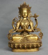 9 "Rare China Bronze Kwan yin-Chenrizg 4 Braços Estátua de Buda 2024 - compre barato