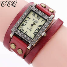 CCQ Brand Fashion Vintage Genuine Leather Bracelet Watch Casual Women Wrist Watch Punk Style Quartz Watch Relogio Feminino  2024 - buy cheap