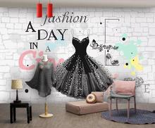 Custom 3D mural wallpaper personalized brick wall fashion little black dress clothing store background wall decoration painting 2024 - buy cheap