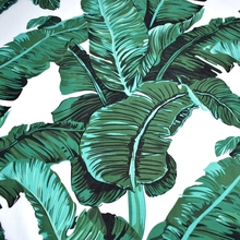 Ткань из чистого хлопка, ширина 140 см, с зеленым банановым листьем, реактивная печать и окрашивание, ткань для платьев, рубашек, ткани для рук... 2024 - купить недорого