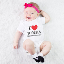 I Love Boobies Like My Daddy Letter Print Baby Romper Summer Cotton Newborn Baby One-piece Cute Jumpsuit Onesie 0-24M 2024 - buy cheap