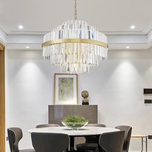Modern round crystal dining room lamp golden meeting room decorated for living room 2024 - buy cheap