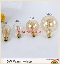 YOU 1PCS Unique Retro Spiral Filament LED Bulb E27 7W 220V A60 ST64 G80 G95 G125 T45 Edison Globe Lamp 2200K Warm Yellow 2024 - buy cheap