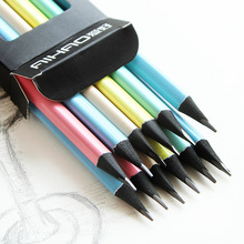 Lápis de madeira preto hb 2b bonito doce colorido 12 pçs lápis de escrita escritório escola pintura papelaria preto padrão lápis 2024 - compre barato