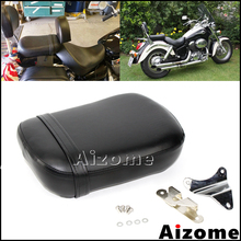 Negro de asiento de la motocicleta trasera Pillion Pad cojín de asiento de pasajero w/soporte para Honda Shadow espíritu VT750 ACE VT750C VT750CD 1998-03 2024 - compra barato