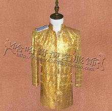 Blazer masculino amarelo com lantejoulas, jaqueta longa masculina estilo estrela, vestido punk dourado 2024 - compre barato