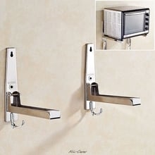 Soporte de horno de microondas de acero inoxidable para cocina, estante de montaje en pared plegable, resistente, fácil de instalar, 2 unidades 2024 - compra barato