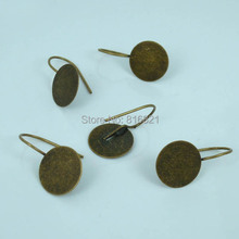 Blank Clip Wire Hook Earrings Settings Flat Circle Glue Pad Cabochons Base Ear Wire Earrings DIY Findings Bronze tone Plated 2024 - buy cheap