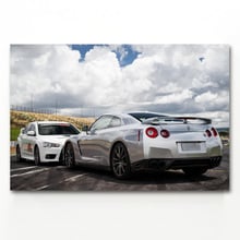 Cuadro de arte de pared Lancer Evolution vs Nissan GTR R35, carteles e impresiones de coches deportivos, pinturas artísticas en lienzo para decoración de habitación 2024 - compra barato