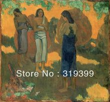 Reproducción de pintura al óleo sobre lienzo de lino, tres mujeres tahitianas de paul Gaguin, envío gratis por DHL, calidad de museo, 100% hecho a mano 2024 - compra barato