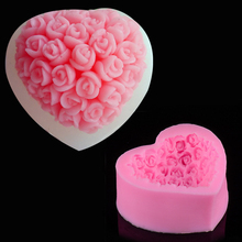 Aomily 3D Rose Flowers Silicone Chocolate Mould Heart Love Soap Mold Candle Polymer Clay Molds Crafts DIY Forms Soap Base Tool 2024 - buy cheap