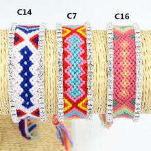 Silver Bangle Handmade Woven Rope String Hippy Boho Embroidery Cotton Friendship Bracelets Crystals Friendship Brangle 2024 - buy cheap