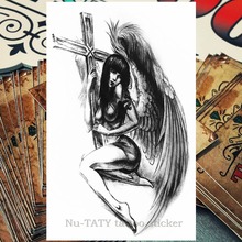 Nu-TATY крест крылья Ангела Временные татуировки боди арт, рукава руки флэш татуировки наклейки 12*20 см водонепроницаемый тату хна поддельные 2024 - купить недорого