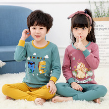 Conjunto de pijama de manga comprida + calça, roupas de unicórnio para crianças, 2 peças, conjunto de algodão com desenho para meninos 2024 - compre barato