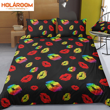 Black Background Bedding Sets Color Lips Duvet Cover Set For Home Hotel Decoration Printed Quilt Cover Pillowcase Home Textile 2024 - buy cheap