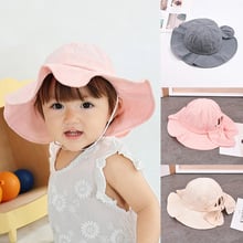 Cute Baby Sun Hat with Bows Summer Outdoor Baby Girl Bucket Hats Cotton Children Kids Beach Sun Visor Cap Infant Toddler Bonnet 2024 - buy cheap