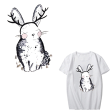 Parches de conejo de dibujos animados para planchar, ropa de niña, apliques de camiseta DIY, pegatinas de vinilo, rayas en la ropa, prensa de calor 2024 - compra barato
