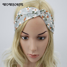 Wowsorie 2018 Novo Verão Coreano Doce Senhora Acessórios Headband Chiffon Floral Impressão Cruz Fresco Moda Headwear 3 Cores 2024 - compre barato