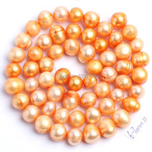Gemas de alta calidad 6-7mm Natural naranja perla de agua dulce forma ovalada DIY hebra de cuentas sueltas 15 "fabricación de joyería w765 2024 - compra barato