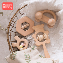 Mamihome 4pc Baby Wooden Toys Rattle Teething Car Toy Natural Beech Ring Beads Animal Wooden Blank Rodent  Children'S Goods Tiny 2024 - buy cheap