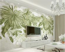 Beibehang-papel tapiz personalizado de estilo Tropical, hojas verdes, plantas, vientos de la selva, acuarela, Fondo de TV, murales de pared 2024 - compra barato