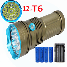 12000Lumen 12x XM-L T6 LED Flashlight Torch Outdoor Lamp lantern White Light 4 x 18650 Rechargeable Battery + EU Charger 2024 - buy cheap