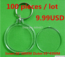 Paquete de llavero circular de plástico transparente, paquete de 100 Uds., con llavero de identificación 2024 - compra barato