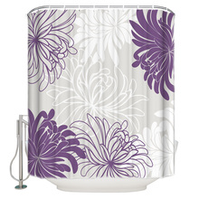 Dahlia Purple And White Bathroom Shower Curtains Fabric Shower Curtains Bathroom Accessories Shower Curtain Liner Childrens 2024 - buy cheap