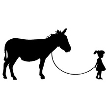 20cm*9.9cm Girl Walking A Donkey Pet Mule Interesting Vinyl Decal Car Sticker Black Silver S6-2908 2024 - buy cheap